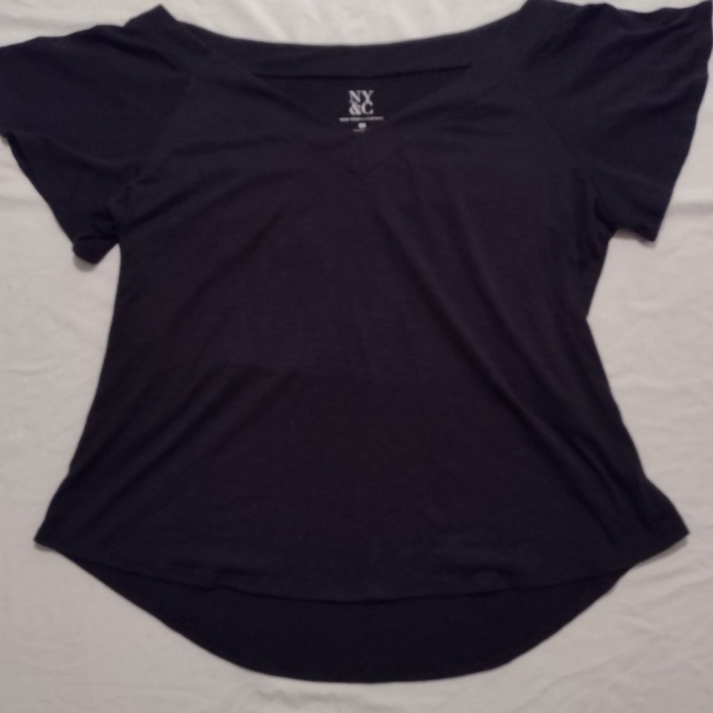 New York & Company | Black Ruffled-Sleeve Blouse | Size XL